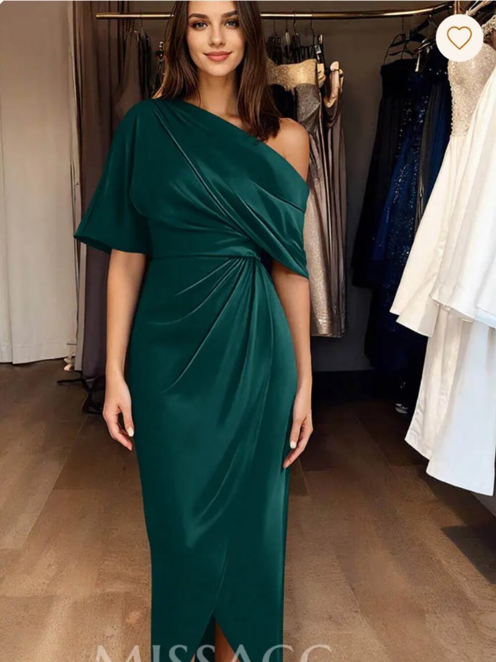 Missacc Emerald Asymmetrical Formal Gown